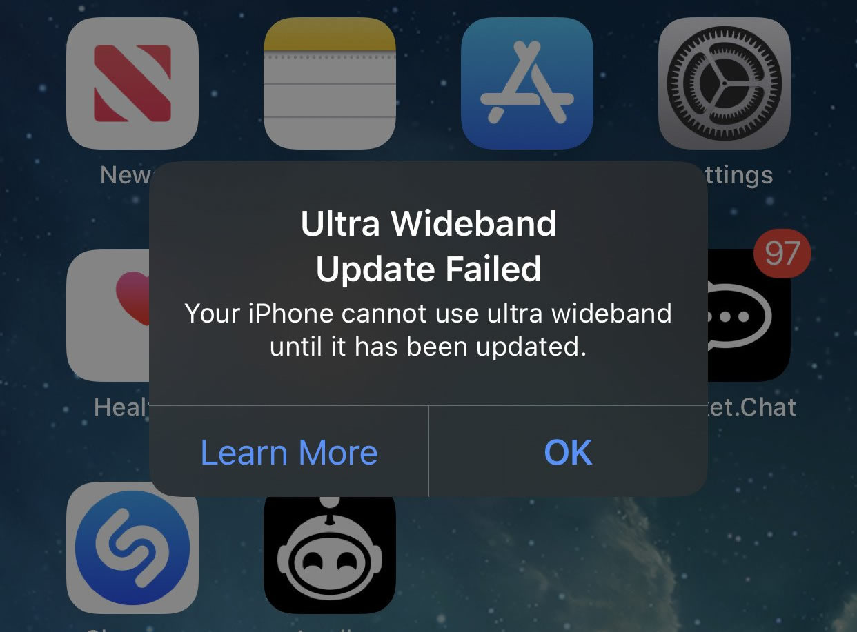 Image result for Ultra Wideband Update Failed